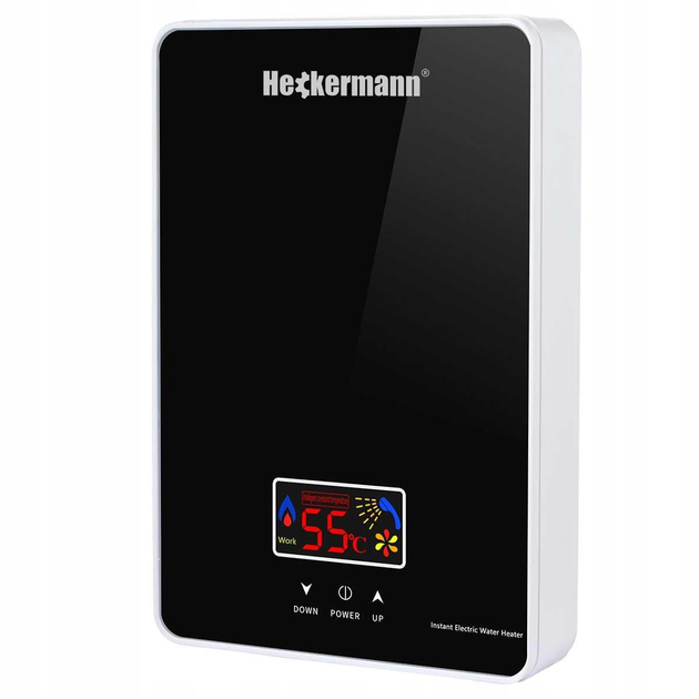 Проточный водонагреватель 6 kW HECKERMANN дисплей LCD, душевой шланг в комплекте - изображение 1