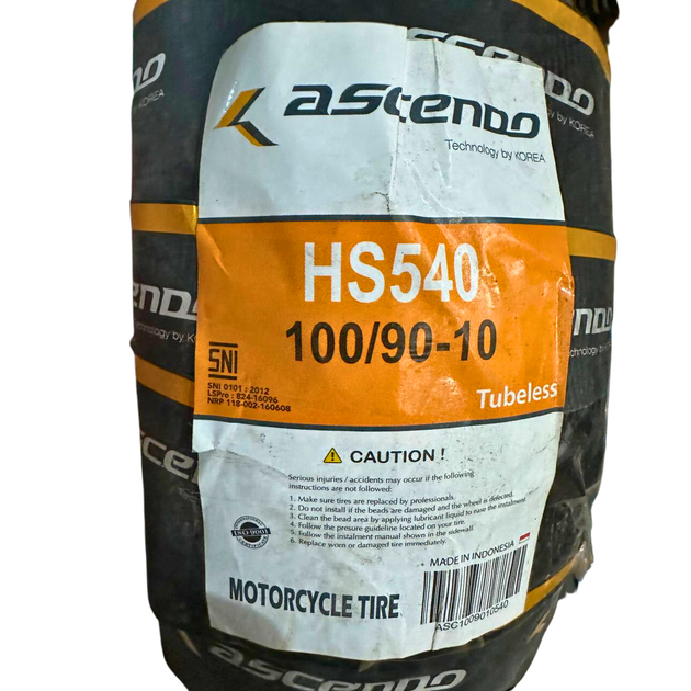 Покришка 100/90-10 TL (HS540) 56P ASCENDO безкамерна - зображення 3