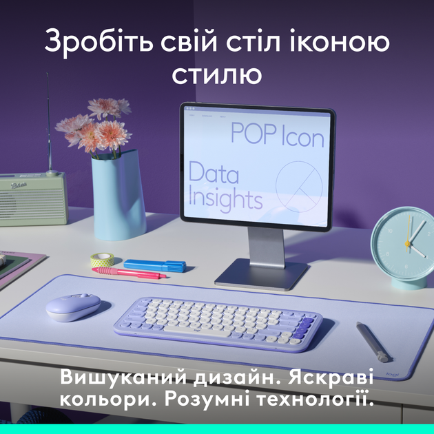 Клавіатура бездротова Logitech POP Icon Keys Wireless Lilac (920-013074) - зображення 2