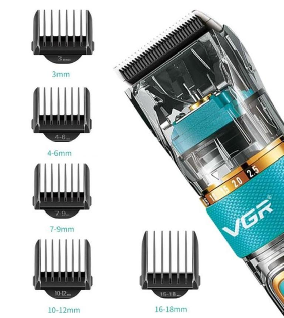 Профессиональная машинка для стрижки волос на аккумуляторе VGR V-695 с LED дисплеем и керамическими ножами IPX7 - изображение 4