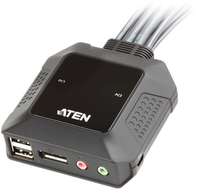 Przełącznik KVM ATEN CS22DP USB-C DisplayPort 4K Black (CS22DP-AT) - obraz 2