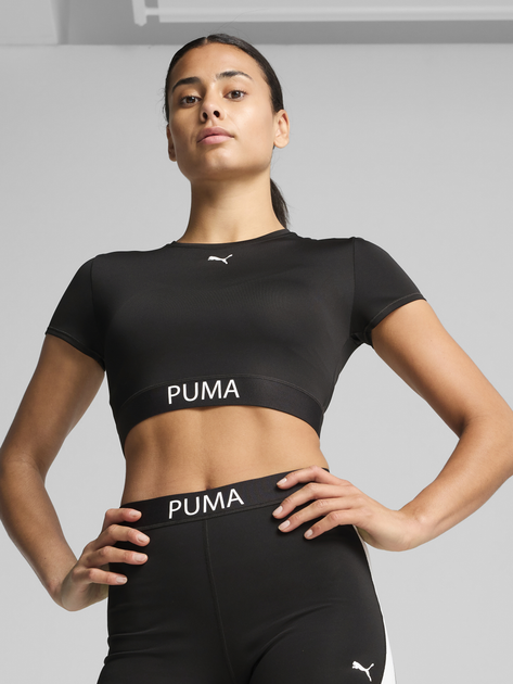 Спортивный топ для фитнеса женский Puma Strong Tee - Short 52680501 L Black (4067984152497) 