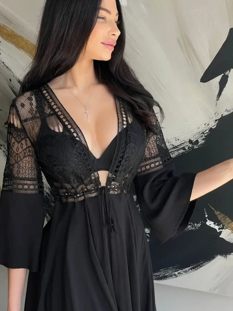 Туника-халат для пляжа Z.Five 32002 черный (бедра 99-102) 40 (L) - Фото 3 Туника-халат для пляжа Z.Five 32002 черный (бедра 99-102) 40 (L) - изображение 3