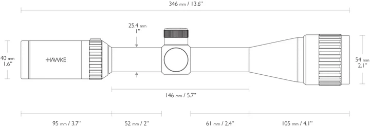 Приціл Hawke Vantage 2-7х32 AO, сітка Mil Dot, труба 25.4 мм - Фото 4 Приціл Hawke Vantage 2-7х32 AO, сітка Mil Dot, труба 25.4 мм - зображення 4