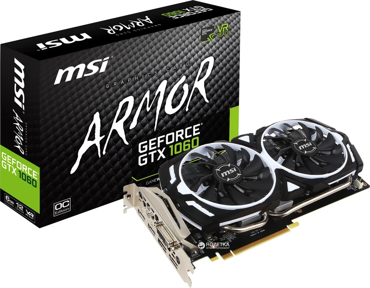 Відеокарта MSI PCI-Ex GeForce GTX 1060 Armor OCV1 6GB GDDR5