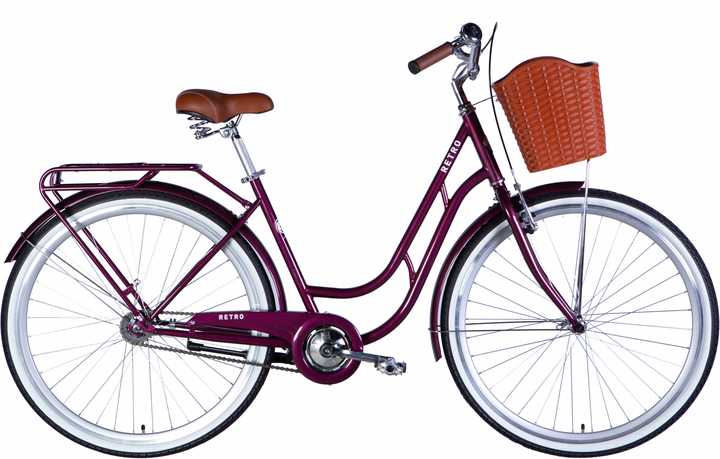 Акція на Велосипед Dorozhnik Retro Velosteel ST 28" 19" 2025 з багажником задн. St з кошиком Pl з крилом St Малиновий (OPS-D-28-432) від Rozetka