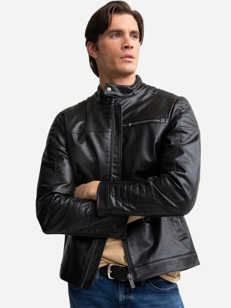 Kurtka skórzana męska ze sztucznej skóry Big Star Dall 906 M Czarna (5900714837839) - obraz 5