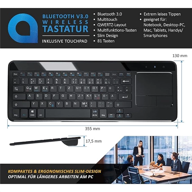 Беспроводная клавиатура CSL-Computer / Мембранна / UKR / Black Б/В - изображение 3