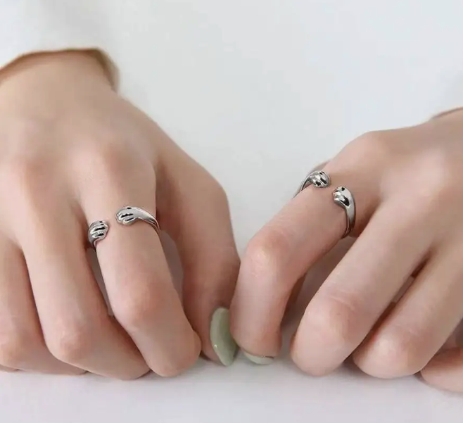 Кільце Fashion Jewerly Лапки котика, регульоване, срібло 925, сріблястий колір (SVS) - зображення 4