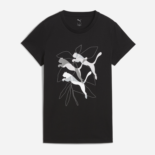 Футболка бавовняна жіноча Puma Graphics Branded Leaf Tee 68508201 S Black з принтом (4067984234834) - зображення 4