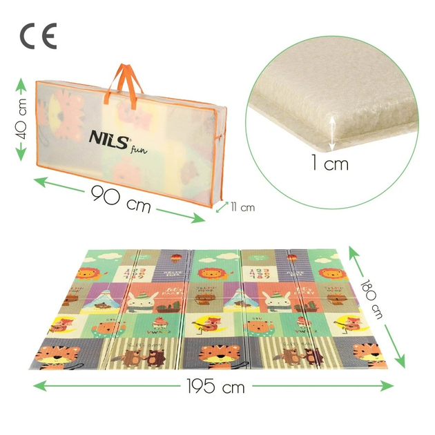 Дитячий складний килимок Nils зоопарк 195 x 180 см MD04 (5907695503913) - зображення 5