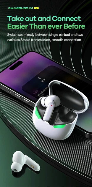 Ігрові бездротові навушники Remax G1 Gaming ENC TWS Bluetooth 5.3 стерео гарнітура з мікрофоном White - зображення 2
