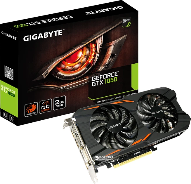 Видеокарта Gigabyte PCI-Ex GeForce GTX 1050 Windforce OC 2GB GDDR5