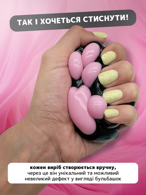 Котяча лапка Антистрес тапа лапка Сквіш чорно-рожева - Фото 3 Котяча лапка Антистрес тапа лапка Сквіш чорно-рожева - зображення 3