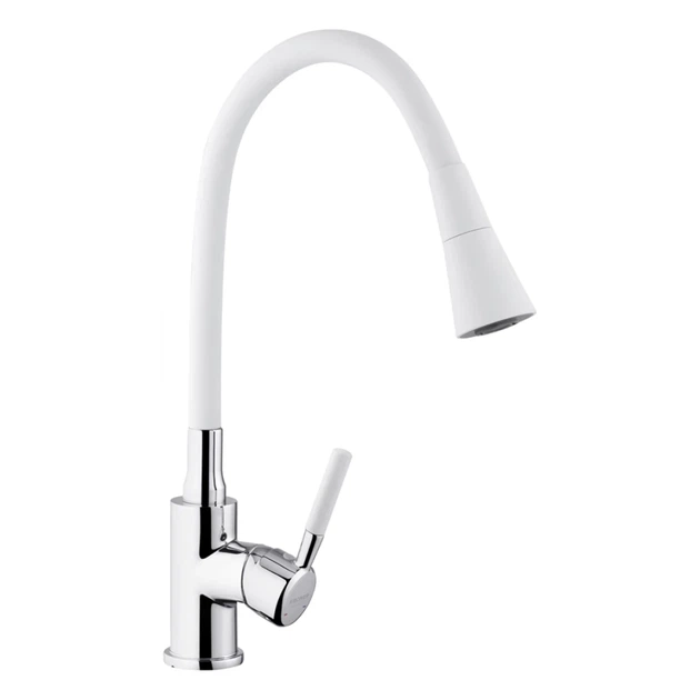 Смеситель для кухни с гибким изливом Kroner KRM Kuche - C132WHI белый/хром - изображение 3