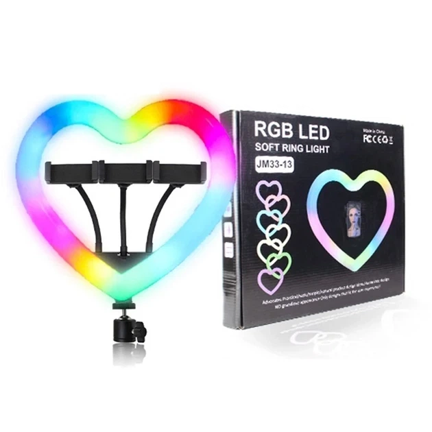 Кольцевая LED лампа RGB Сердце 33 см 45 ВТ и штатив 2.1 метра - Фото 4 Кольцевая LED лампа RGB Сердце 33 см 45 ВТ и штатив 2.1 метра - изображение 4