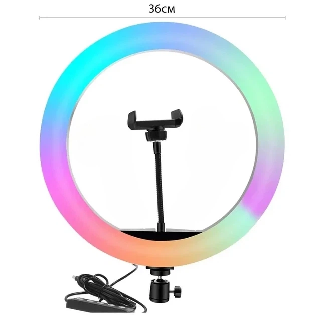 Кільцева LED лампа RGB 36 см 30 ВТ та штатив 0.5 метра - Фото 8 Кільцева LED лампа RGB 36 см 30 ВТ та штатив 0.5 метра - зображення 8