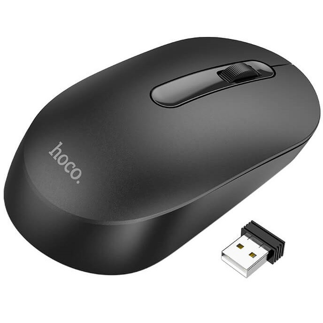 Мишка безпровідна комп'ютерна HOCO GM14 |2.4G, 1200dpi, 3 кнопки| Чорний - зображення 1