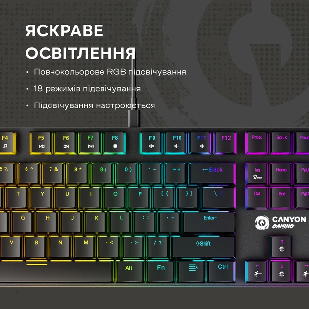 Клавиатура проводная Canyon Cometstrike GK-55 RGB ENG/UKR USB