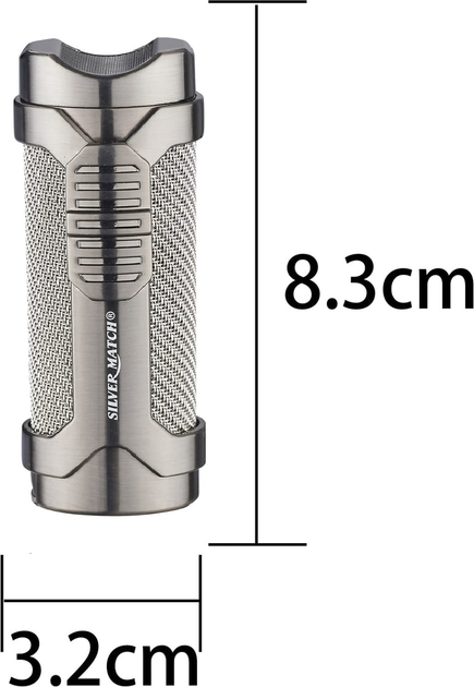 Зажигалка газовая 3 турбо Silver Match Vaduz с подставкой и