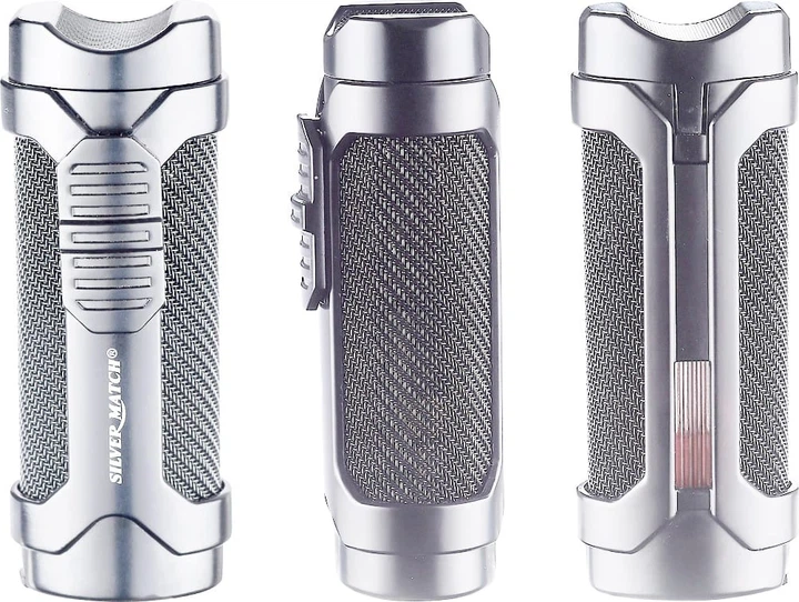 Зажигалка газовая 3 турбо Silver Match Vaduz с подставкой и