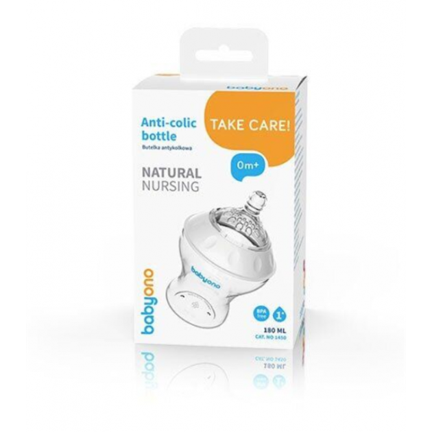 Пляшечка антиколікова BabyOno NATURAL NURSING 180 мл - зображення 9