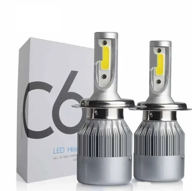 Комплект автомобільних світлодіодних LED ламп з охолодженням С6 LED H4 LED-лампи для авто 3800 Лм - зображення 3