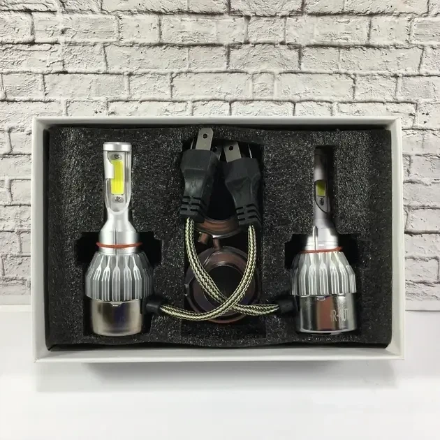 Комплект автомобільних світлодіодних LED ламп з охолодженням С6 LED H4 LED-лампи для авто 3800 Лм - зображення 5