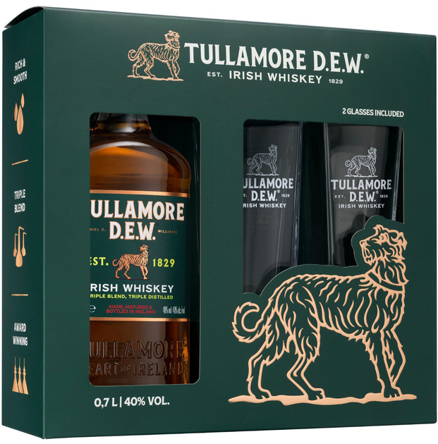 Виски Tullamore Dew Original 0.7 л 40% + 2 стакана Хайболл ...