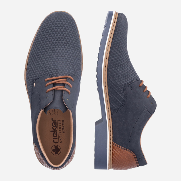 Buty derby męskie skórzane RIEKER 16504-16 43 (9UK) 28.5 cm Granatowe (4059954026570) - obraz 8