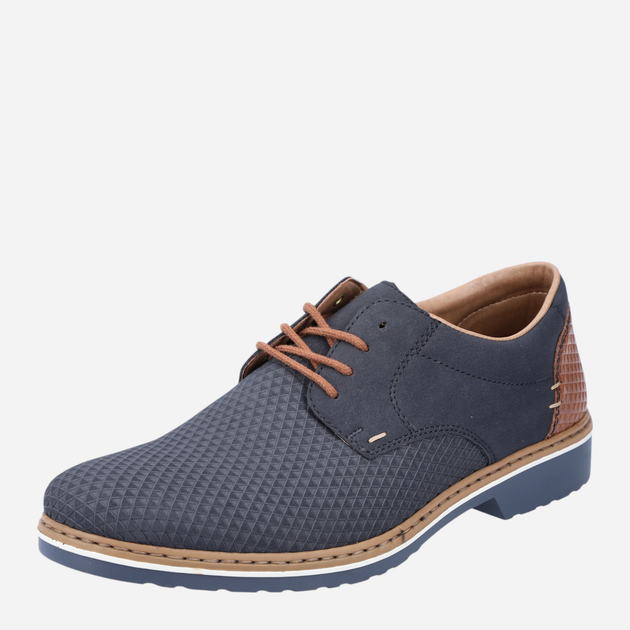 Buty derby męskie skórzane RIEKER 16504-16 46 (11UK) 30.3 cm Granatowe (4059954026600) - obraz 5