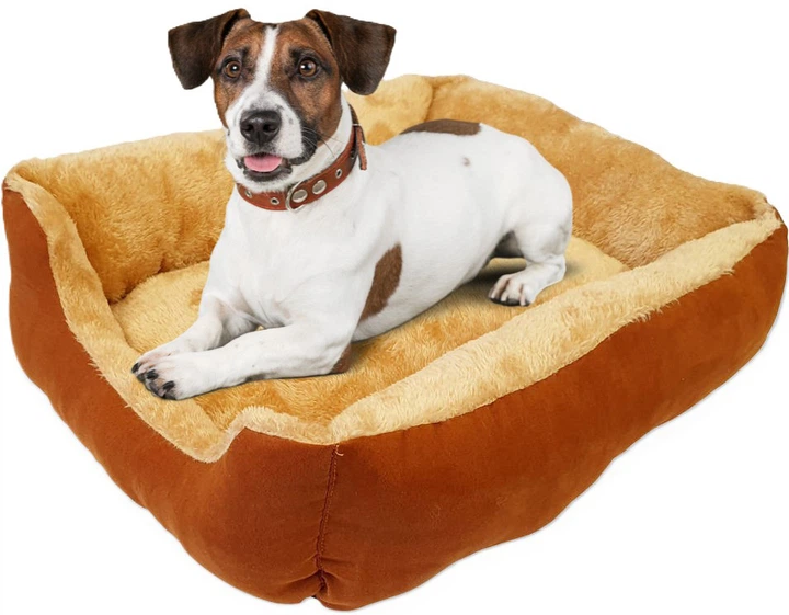 Legowisko Unizoo dla psa i kota prostokątne brązowe 50 x 40 x 12 cm (5904119421198) - obraz 4