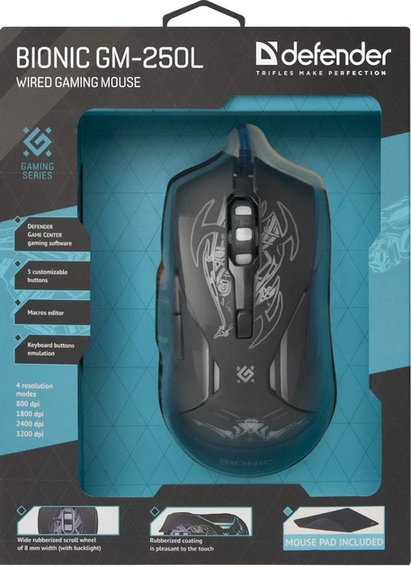 Mysz gamingowa przewodowa DEFENDER Bionic GM-250L USB Czarna (52250) - obraz 11