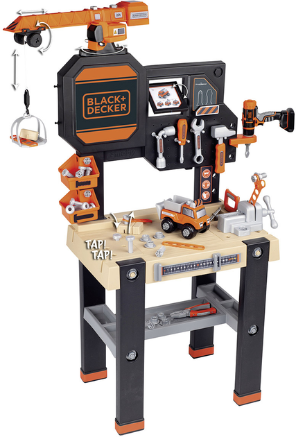 Zestaw zabawkowy Smoby Black & Decker warsztat z dzwigiem 117 x 82 x 35 cm (360731) (3032163607311) - obraz 3