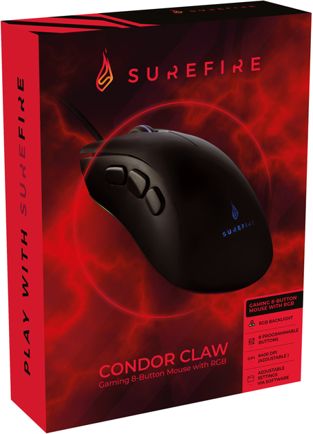 Mysz SureFire Condor Claw 8 Button RGB USB Black (23942488163) - obraz 8