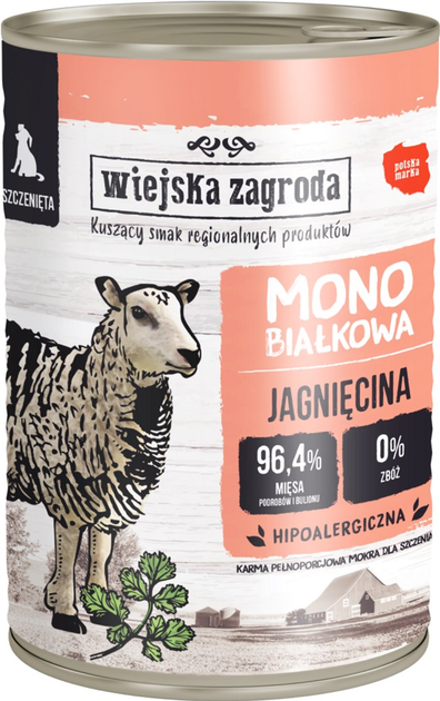 Karma mokra dla szczeniąt Wiejska Zagroda monobiałkowa z jagnięciną 400 g (5905342297437) - obraz 1