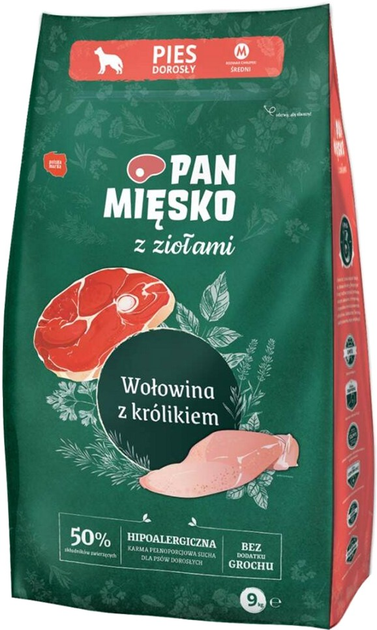 Сухий корм для собак Pan Mięsko з травами яловичина з кроликом 9 кг (5905342291442) - зображення 1