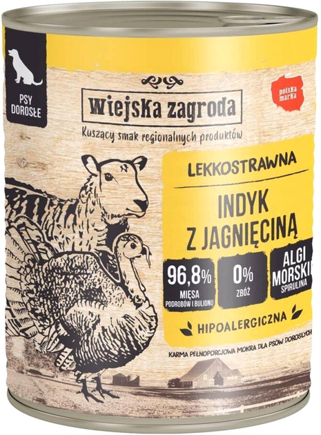 Karma mokra dla psów Wiejska Zagroda indyk z jagnięciną 800 g (5906874201633) - obraz 1