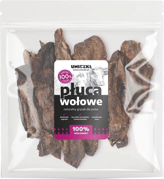 Przysmak dla psów Uniszki płuca wołowe 500 g (5902921212195) - obraz 1