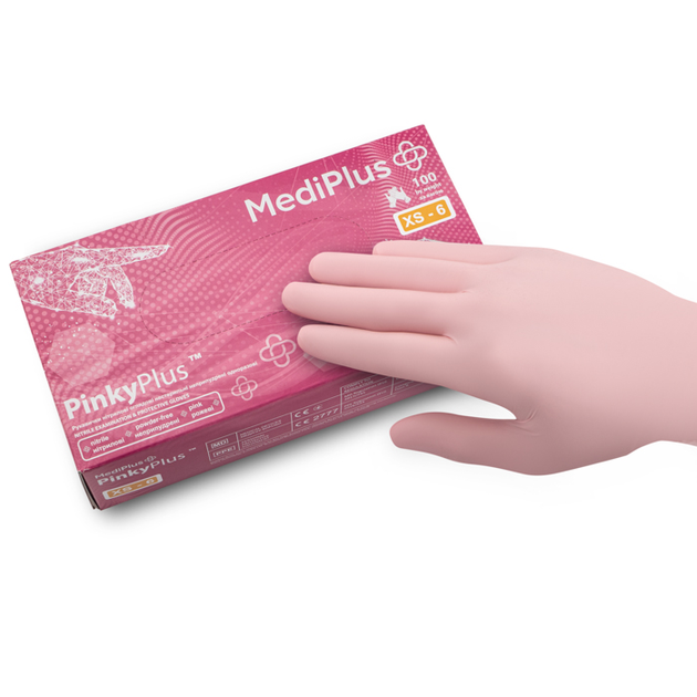 Рукавички нітрилові MEDIPLUS PinkyPlus PINK неопудрені, розмір XS, 100 шт - зображення 2