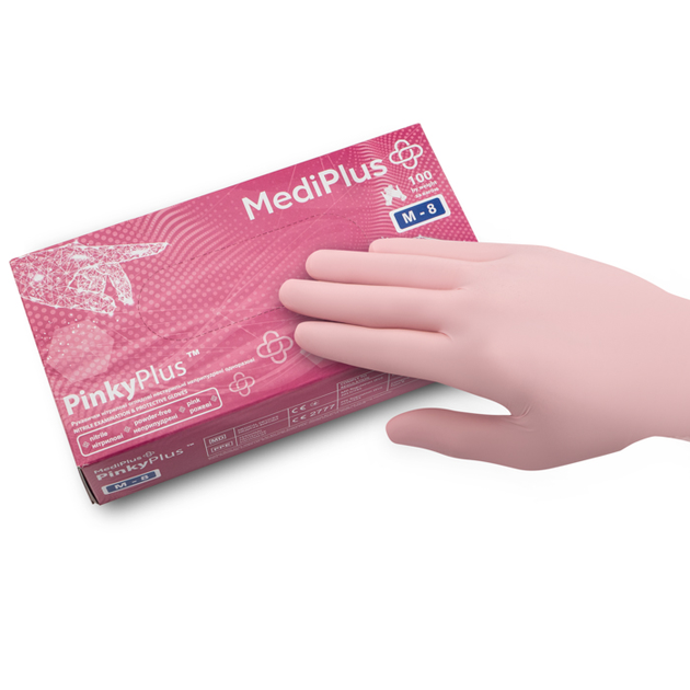 Перчатки нитриловые MEDIPLUS PinkyPlus PINK неопудренные, размер М, 100 шт - изображение 2