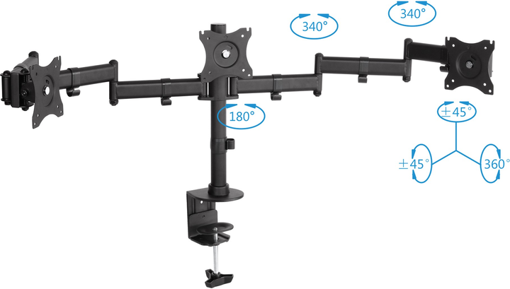 Настільне кріплення PureLink PM-OFFICE-03 PureMounts на три монітори Black (4251364706398) - зображення 3