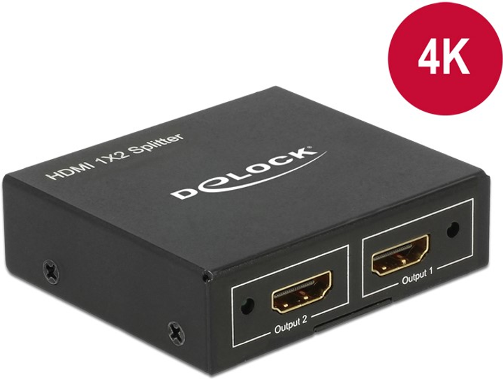 Xаб Delock HDMI Splitter 1 x HDMI in 2 x HDMI out 4K (4043619877010) - зображення 2