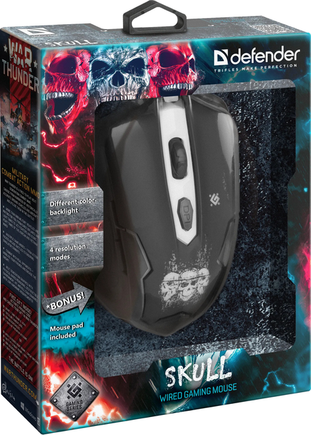 Миша Defender Skull GM-180L USB Black (52180) - зображення 5