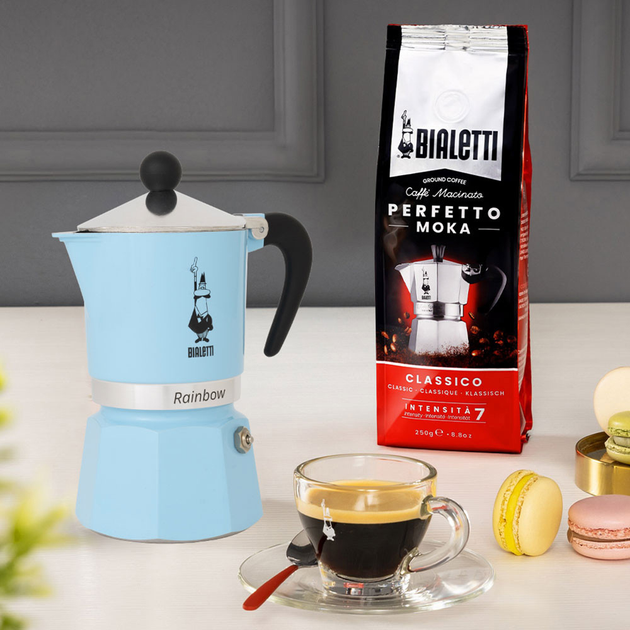 Гейзерна кавоварка Bialetti Rainbow Блакитна 300 мл (8006363018678) (955555908335423) - Уцінка - зображення 3