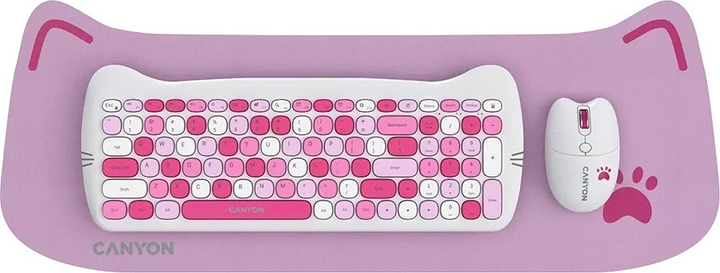 Комплект бездротовий Canyon HSET-W6 Kitty Edition Wireless Pink (CNS-HSETW6PK) - зображення 1