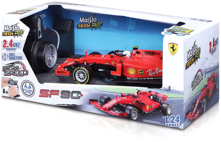 Bolid zdalnie sterowany Maisto 2019 Season F1 Ferrari SF90 1:24 (90159072621/090159072621) - obraz 2