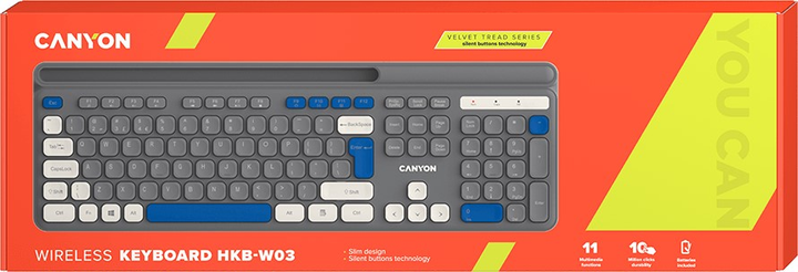 Клавіатура бездротова Canyon HKB-W03 Wireless Grey (CNS-HKBW03DG) - зображення 8