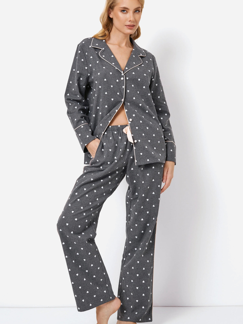 Piżama (koszula + spodnie) Aruelle Joy pajama long S Szara (5905616143231) - obraz 1