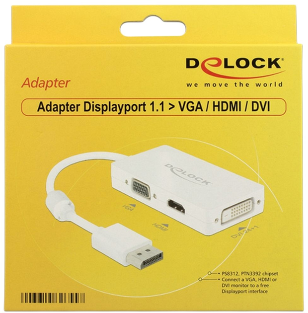 Adapter Delock DisplayPort 1.1 - VGA / HDMI / DVI Passive (4043619626557) - obraz 2